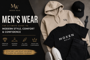 Men's wear fashion collection featuring premium hoodie, T-shirt, jeans, cap and sneakers