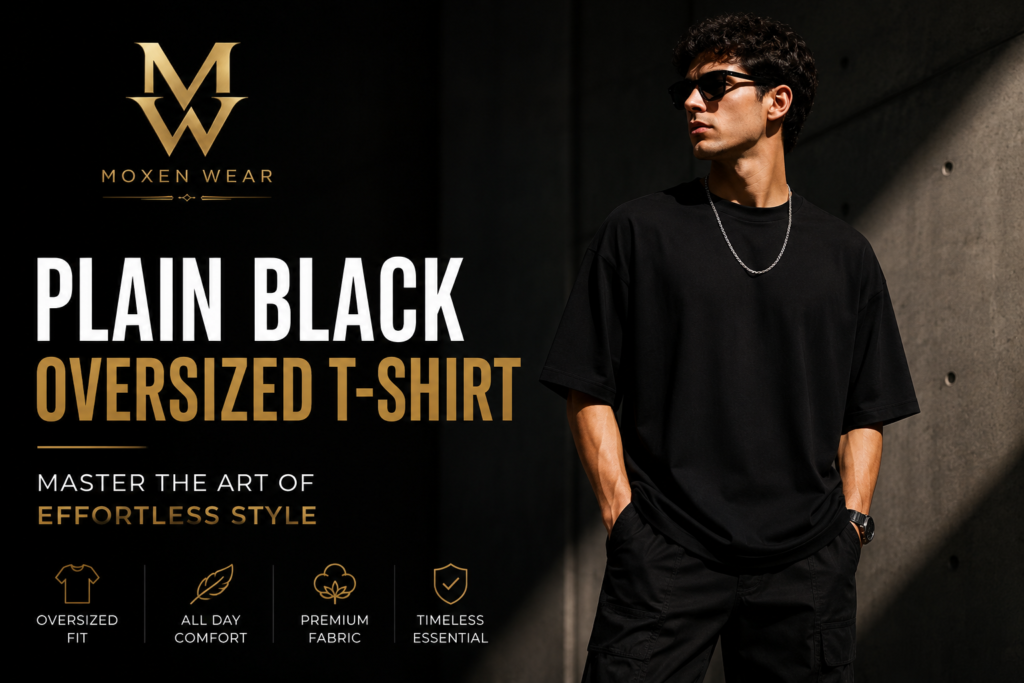 Plain Black Oversized T-Shirt for Men
